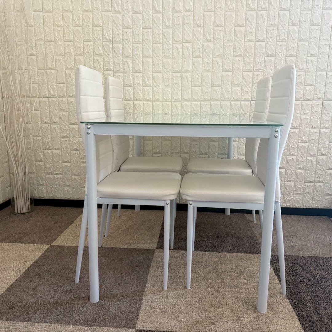 東京23区配送無料✨レイブン　4人掛けダイニングテーブルセット　ガラス　美品