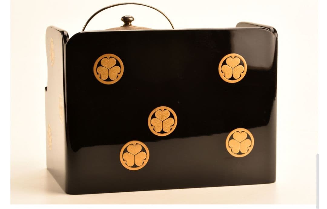 御煙草盆 黒塗御紋付 江戸時代 大名道具 三つ葉葵紋　 時代喫煙具　純銀