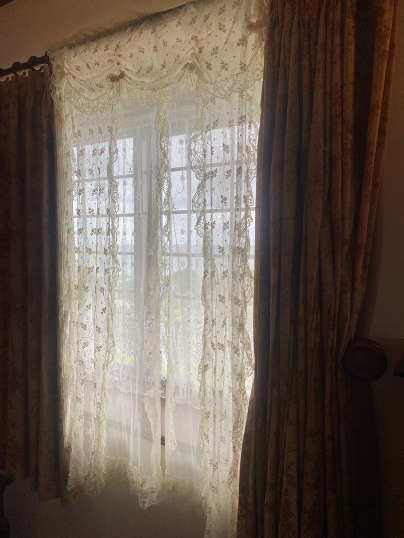 さえら風 雰囲気良い素敵な 2Way レースカーテン のれん風