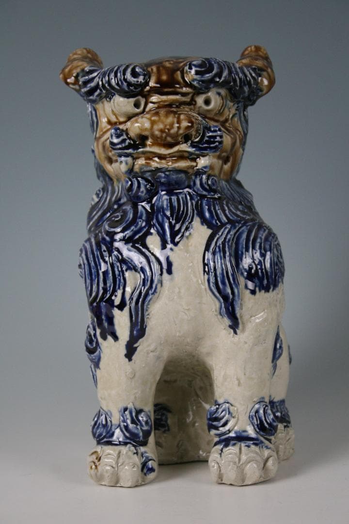 金城敏徳 作　呉須立シーサー（特大）1対