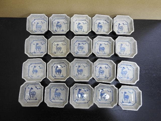 鹿絵小皿　20客　瀬戸？民平？　MA345 鹿絵小皿 20客 瀬戸？民平？ MA345