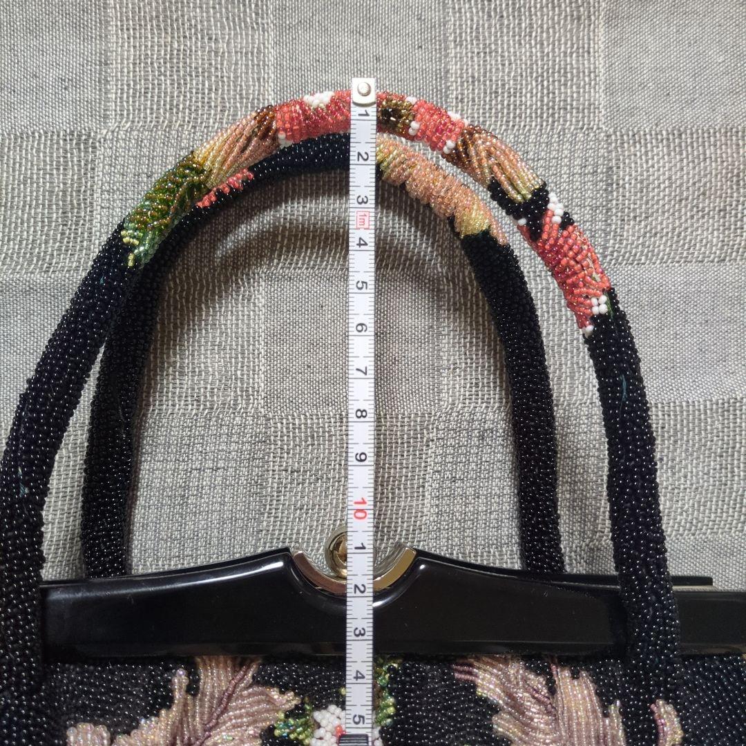 手刺繍　総ビーズバッグ 花柄　総柄 和装 がま口