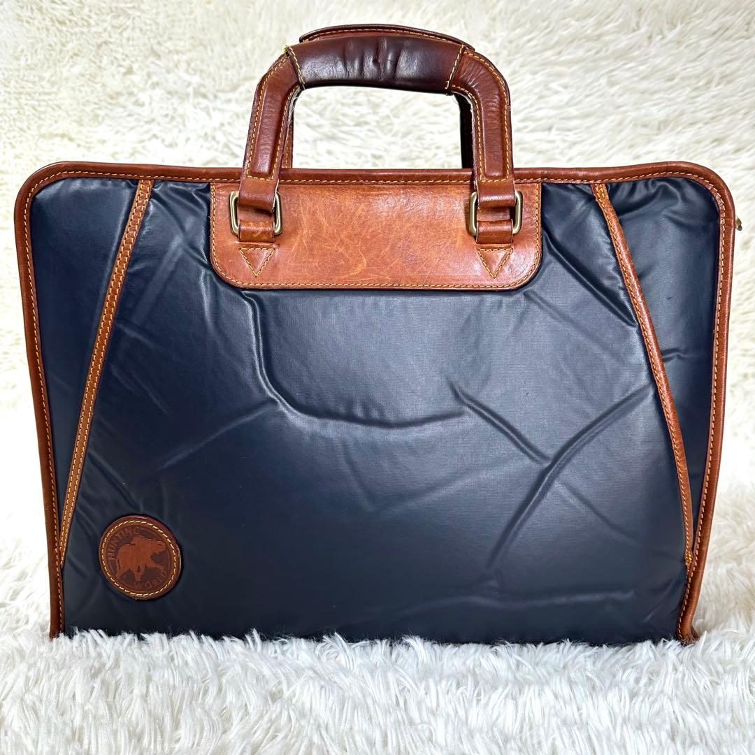 ハンティングワールド ブリーフケース バチュークロス ネイビー