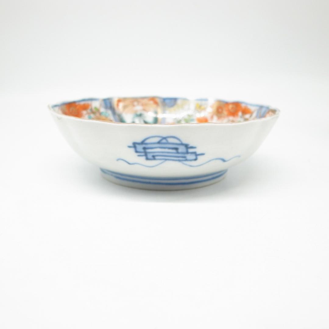 古伊万里　錦手　花尽くし文様　なます皿　2枚