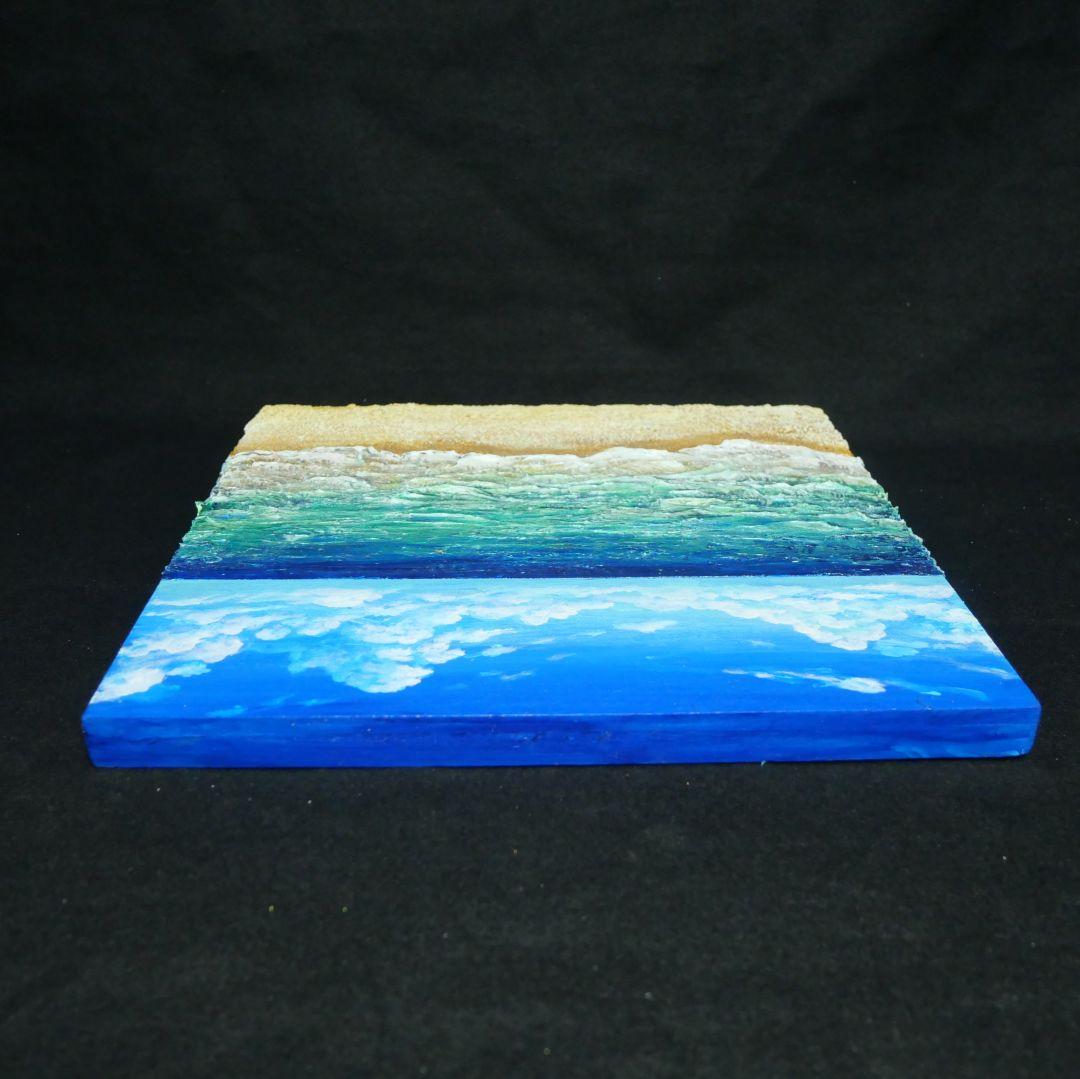 【油絵】木製パネル絵画【砂浜の海】