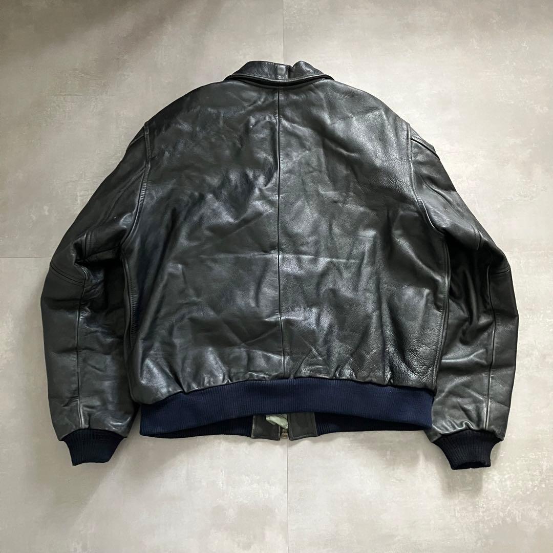 90s - レザージャケット 革ジャン ブラック 黒 ドリズラータイプ ブルゾン
