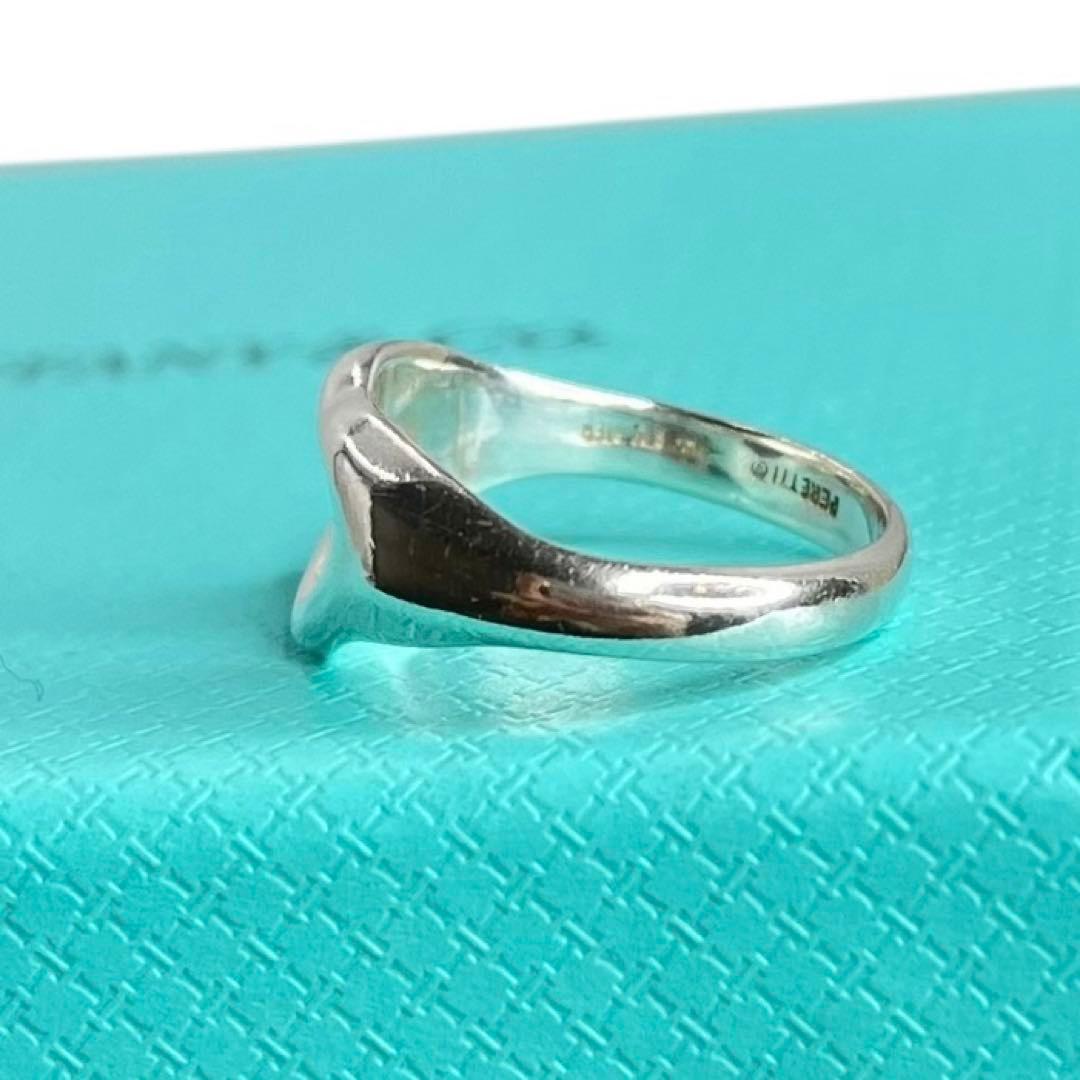 美品 Tiffany オープンハート リング シルバー925 10号 ビンテージ