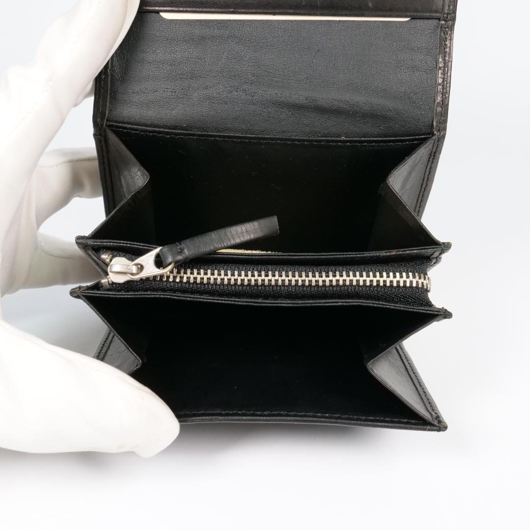 良品✨ わちふぃーるど ダヤン 本革 二つ折り財布 ブラック 刺繍 チェーン付