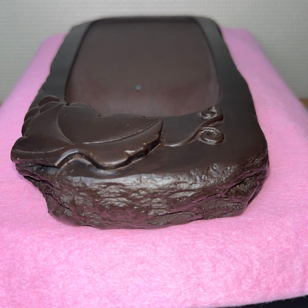 ⭕️赤間硯 阿野硯製作所 葡萄彫刻入り野面硯 かなり古い作品