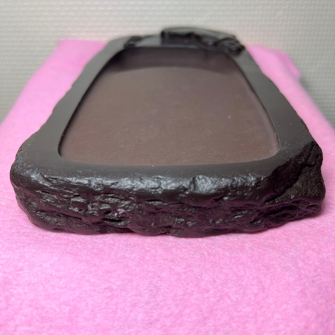 ⭕️赤間硯 阿野硯製作所 葡萄彫刻入り野面硯 かなり古い作品