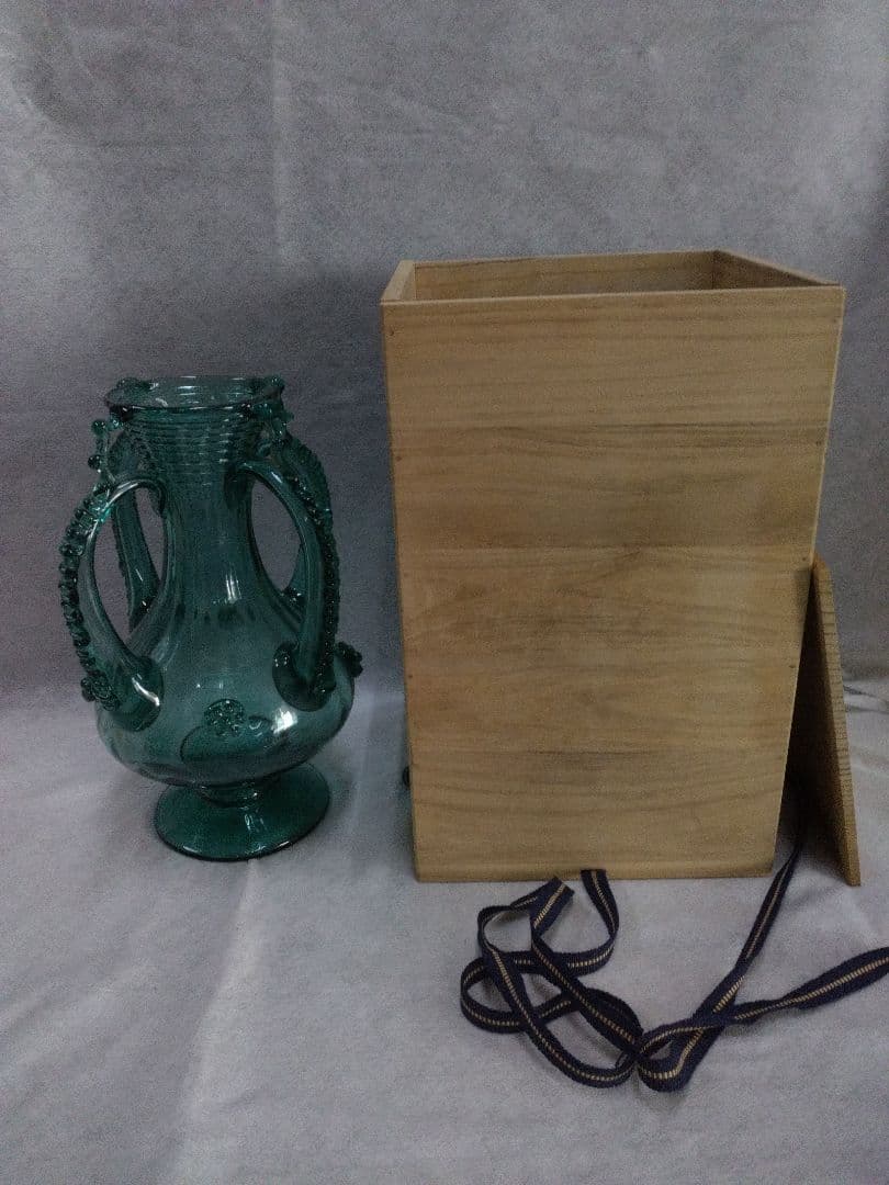 マヨルカガラス 花瓶 スペイン 吹きガラス 美術民藝 工芸品 アンティーク