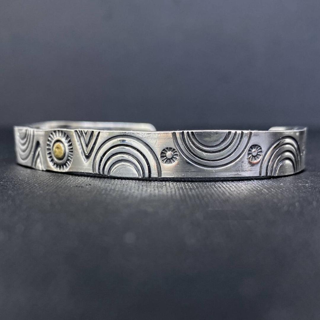 一点物 あるじゃん K18 太陽 シルバー925 スタンプワーク バングル