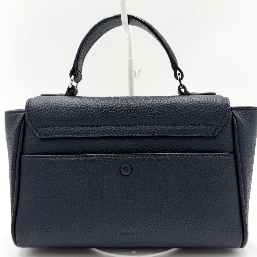 【美品】ヴァジック ハンドバッグ エバーミニミニ ワンハンドル レザー ネイビー
