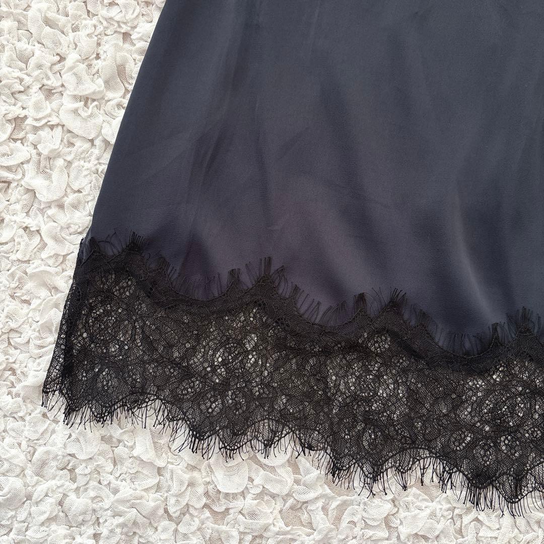 2025 machatt レースサテンスカート　ネイビー