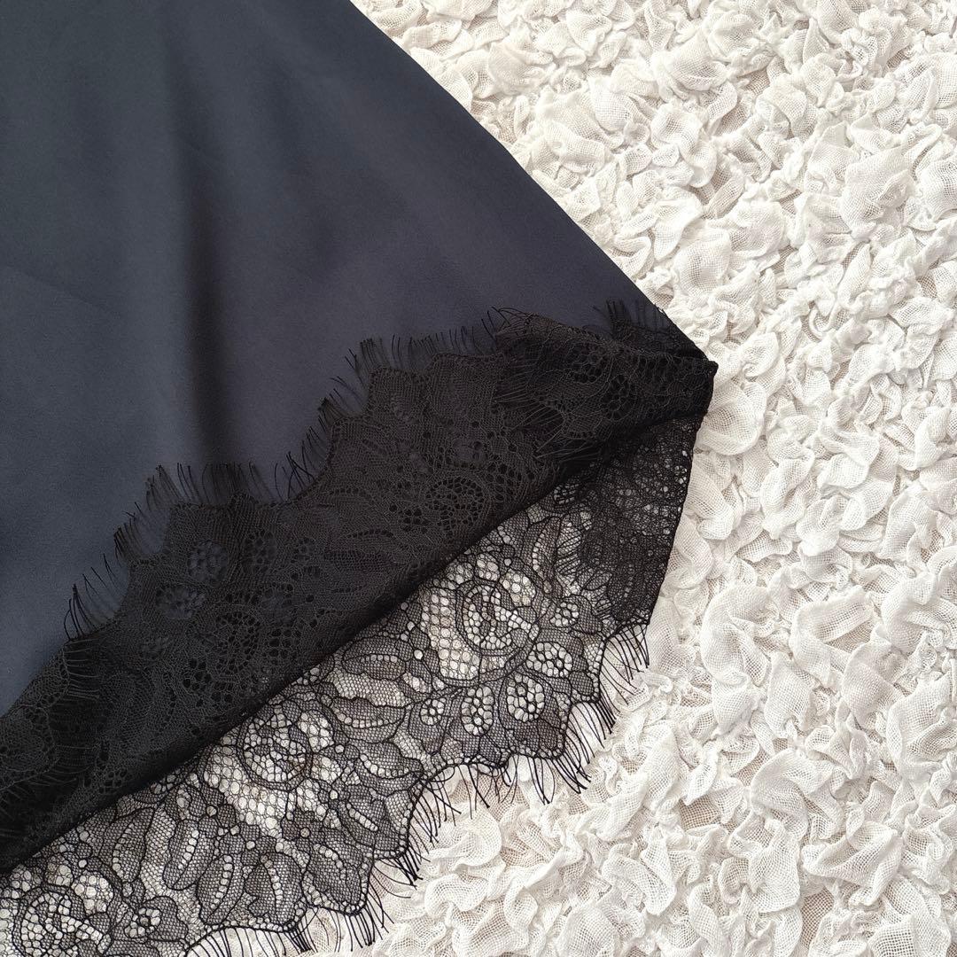 2025 machatt レースサテンスカート　ネイビー