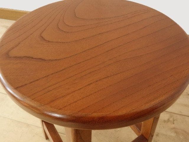 北海道手作り家具　ケヤキ（欅）材　スツールC　座面一枚板