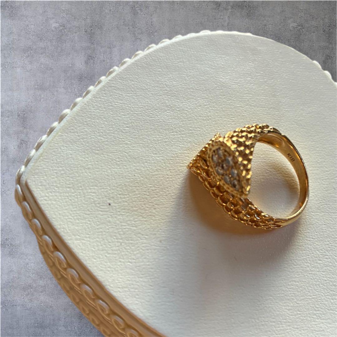 K18 セルペント 蛇モチーフ ダイヤリング バブル期 ヴィンテージ