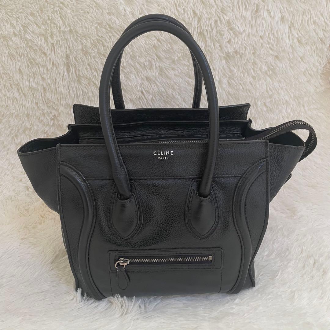 CELINE ラゲージ マイクロショッパー ハンドバッグ レザー 本革 ブラック