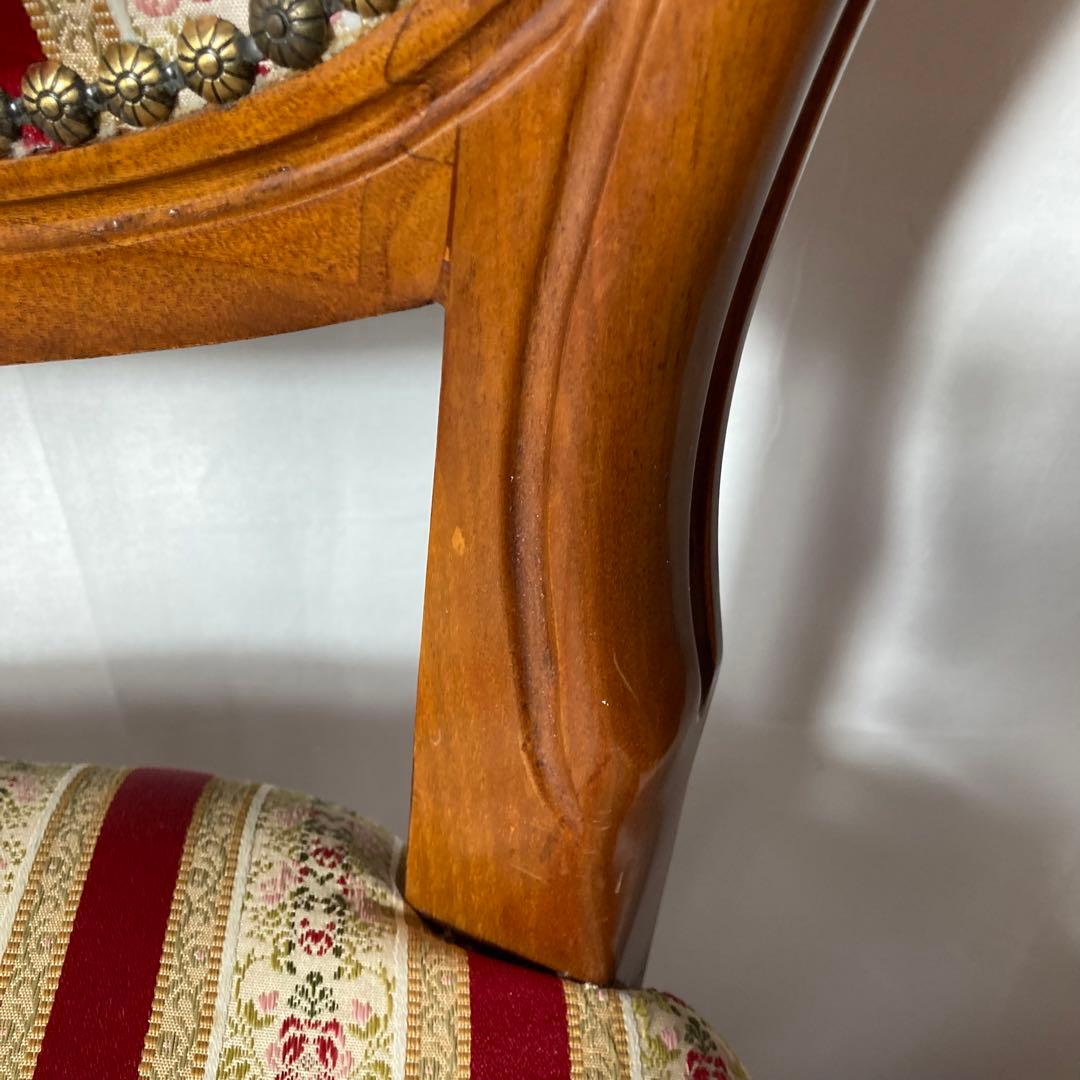 高級イタリア製❗️ダイニングチェア ストライプ アンティーク調 木製