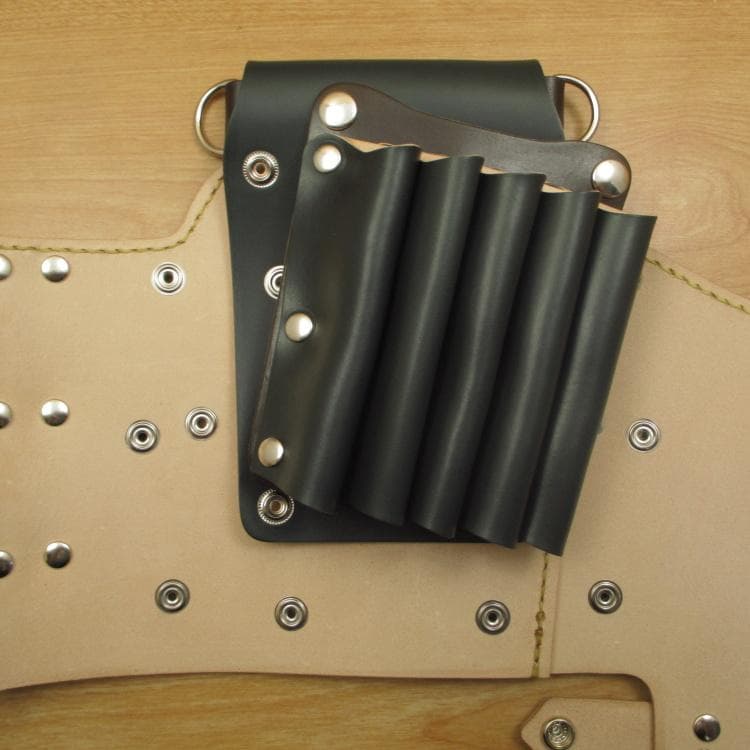 ダークグリーン＆焦げ茶　９丁　本革シザーケース　SCA-243/CGA