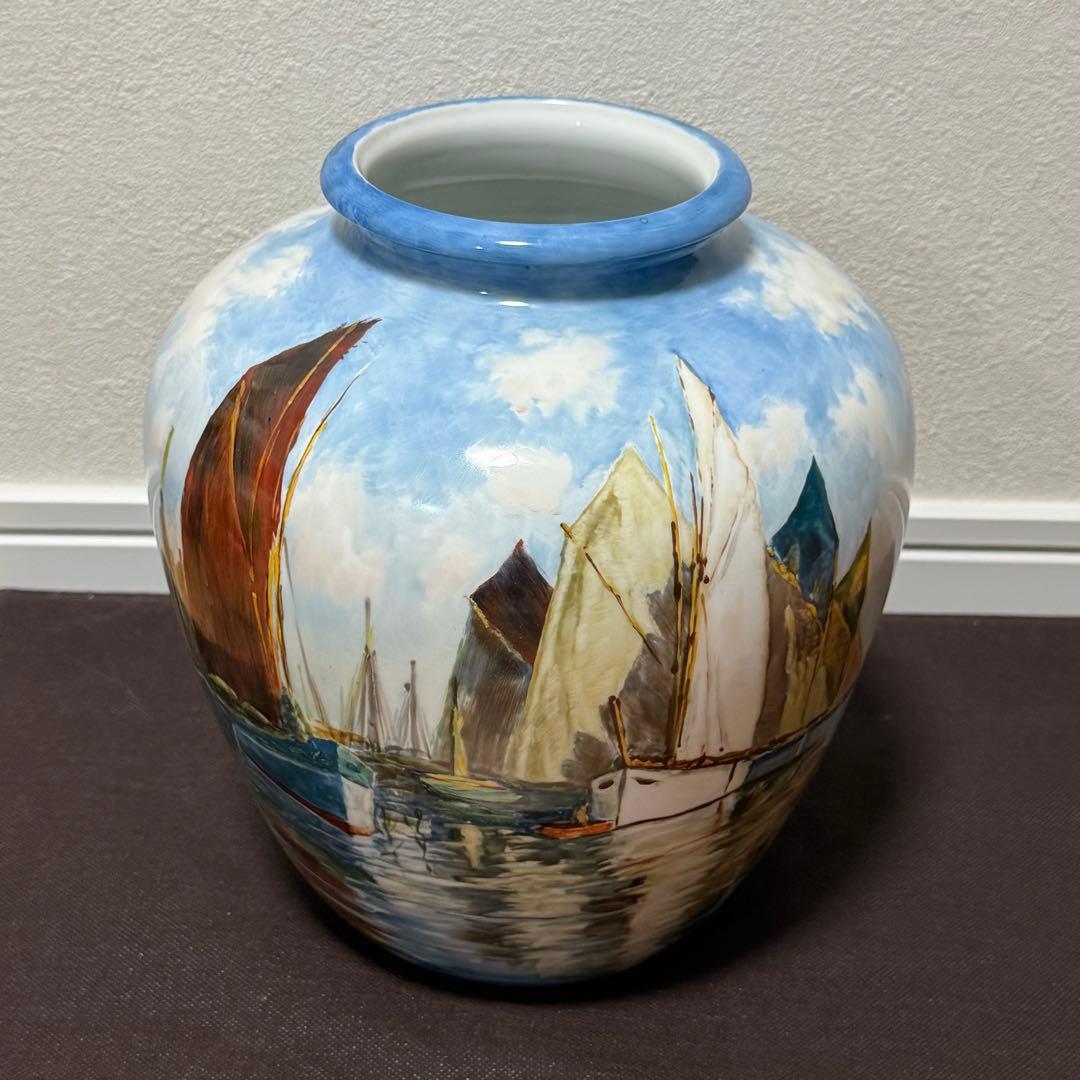 希少　アンティーク オールドノリタケ 花瓶 （大） ノリタケ オールドノリタケ 金盛りジュール芥子絵 花瓶 22cm