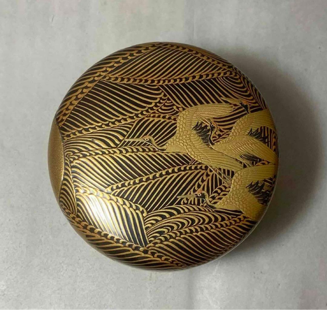 茶道具 海島鶴蒔絵大棗 裏千家 淡々斎 お書付