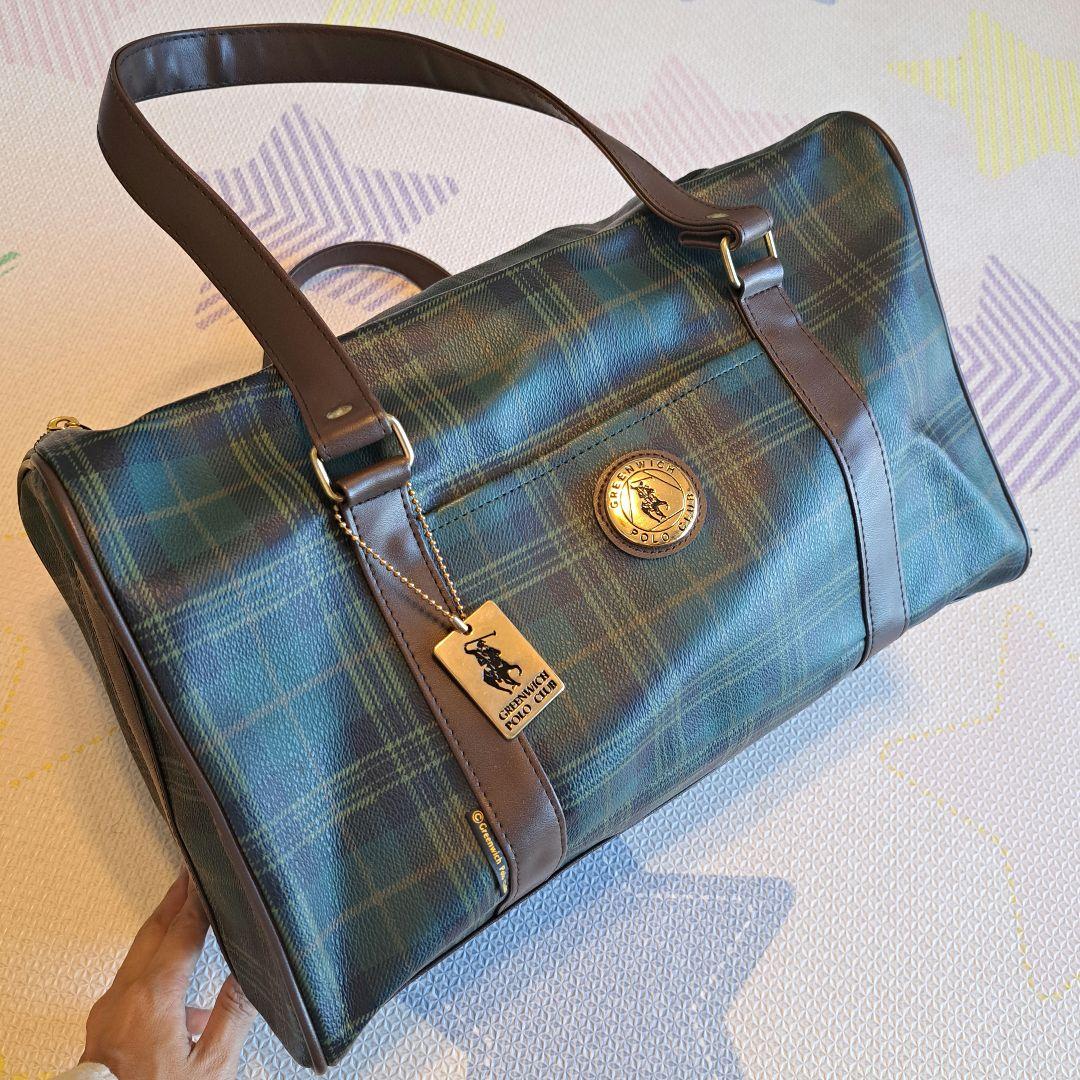 GREENWICH POLO CLUB ボストンバッグ タータンチェック柄 緑