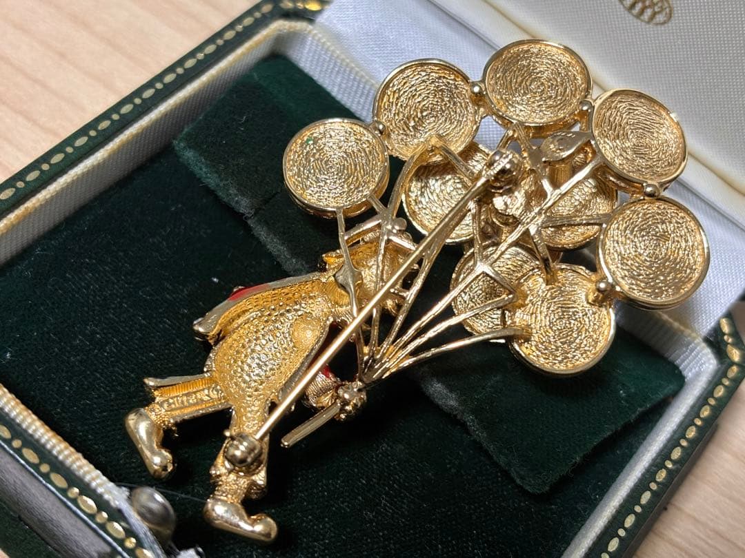 希少 CINER ヴィンテージ エナメル 風船 レッド グリーン ブローチ