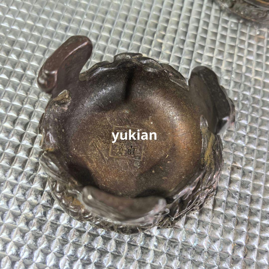 p037 雅覧堂 鋳銅 兎 水滴 共箱 うさぎ ウサギ 書道具 茶道具 水滴