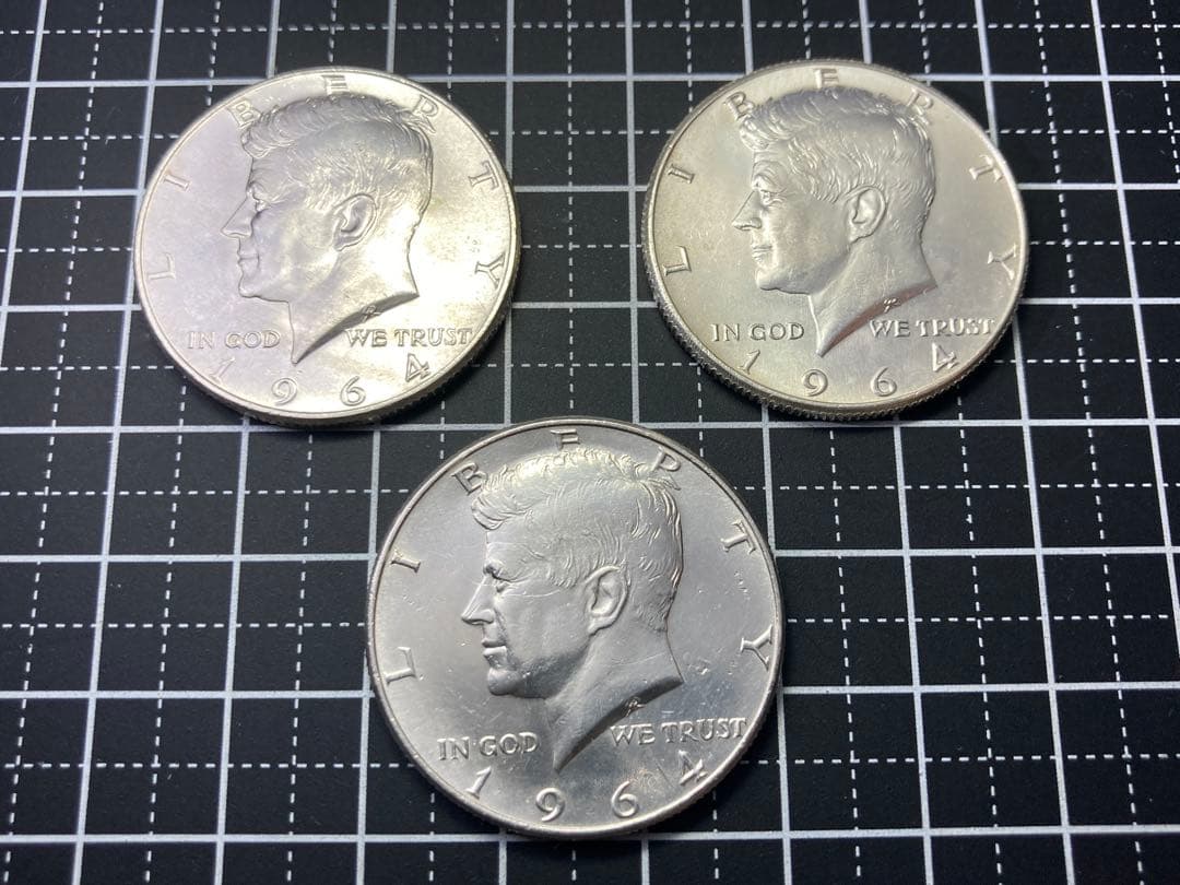 【アメリカ】ケネディハーフダラー銀貨(1964年)3枚組み ケネディ ハーフダラー 1964年銀貨 | Macomical Shop