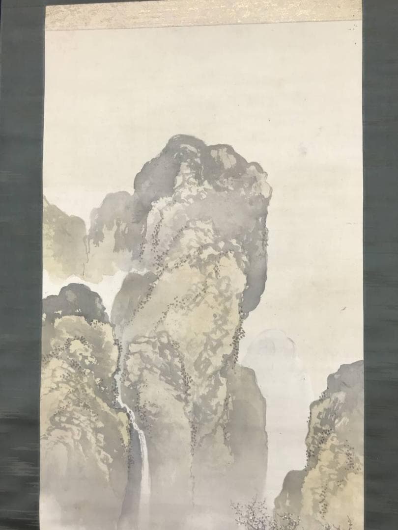 真作】光年/梅花山水図/山水図/早春図/掛軸/名家伝来/AB-956