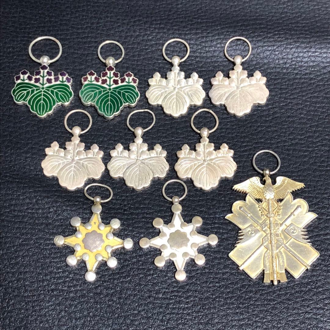 送料無料】 勲七八等旭日章・瑞宝章 勲章 記章 徽章 純銀製 10個セット