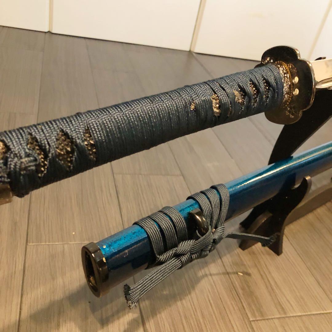 高級模造刀　高級居合刀　樋入り刀身　優波紋　亜合金刀身　名刀　居合刀　青拵え