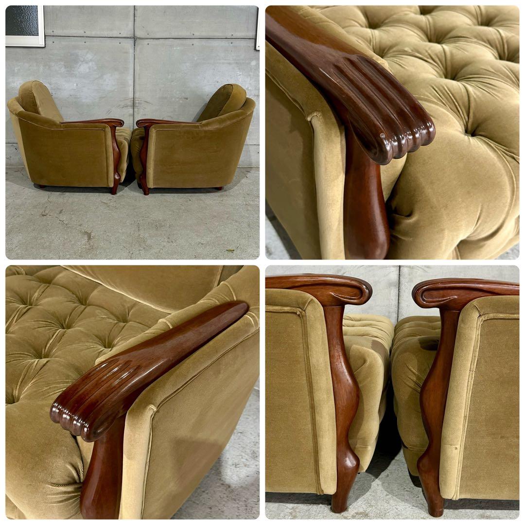 ✦70s✦マルニ木工  ソファ 3脚セット ベロア生地 その①