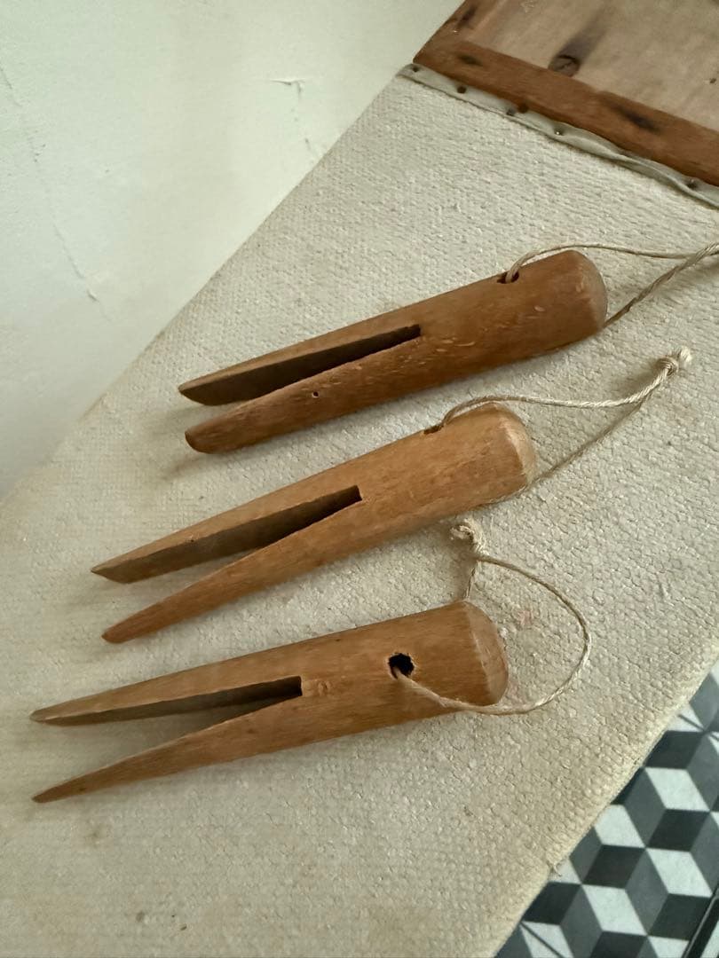 アンティーク おままごと アイロン台 セット ミニアイロン 洗濯ばさみ