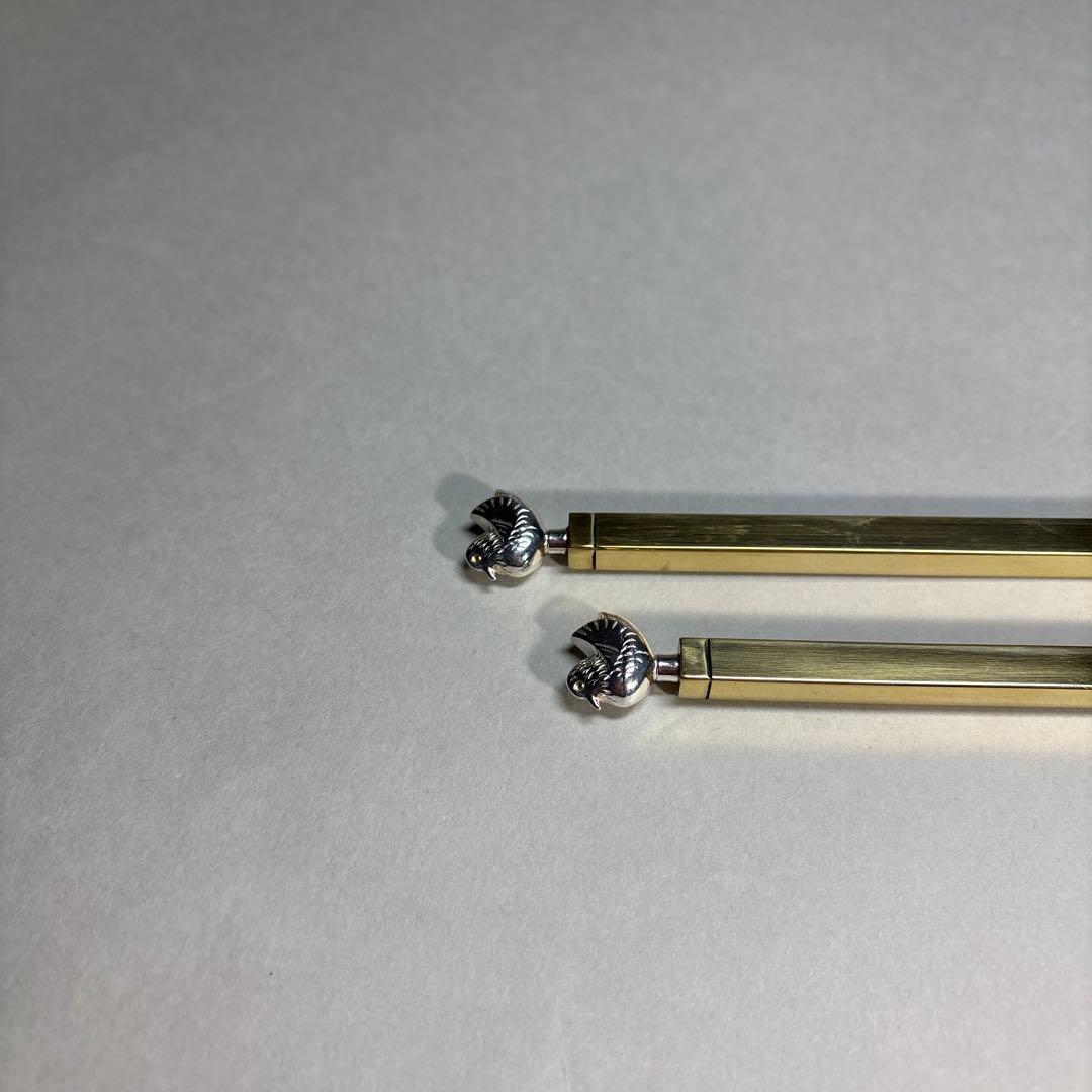 未使用)般若勘渓 南鐐飾火箸 鳥頭 (桐箱入)