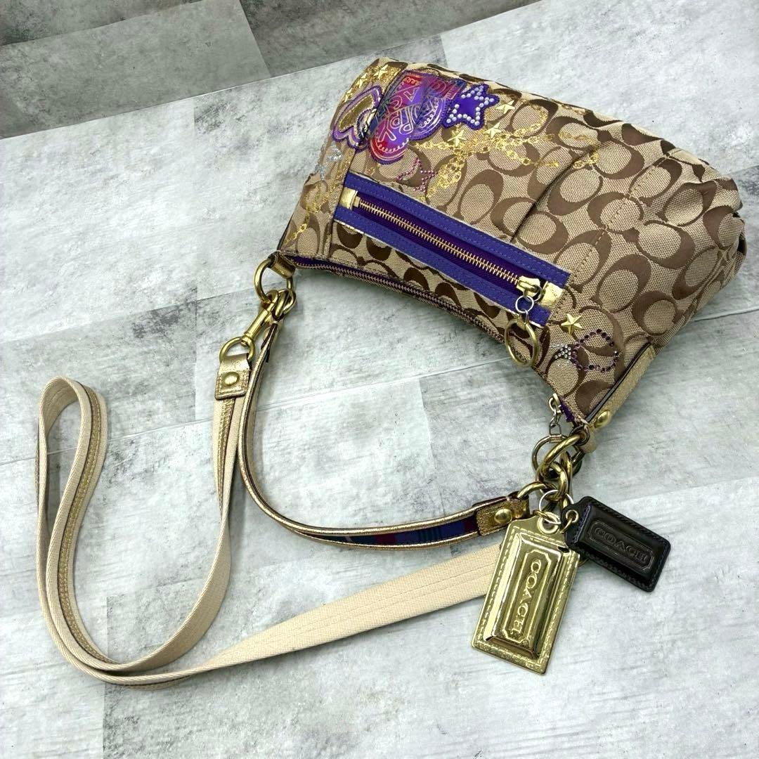 極美品 コーチ ポピー 2way ショルダーバッグ アクセサリーポーチ 肩掛け