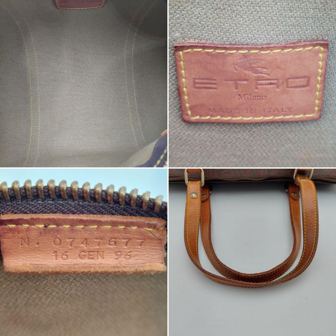 【希少】ETRO　エトロ　ミニボストンバッグ　総柄　ペイズリー　良品　レザー