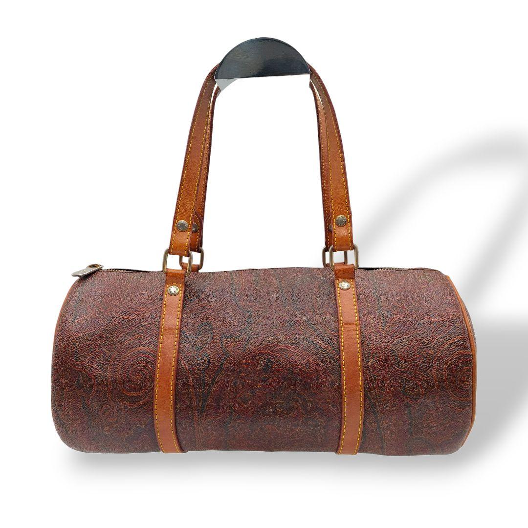 【希少】ETRO　エトロ　ミニボストンバッグ　総柄　ペイズリー　良品　レザー