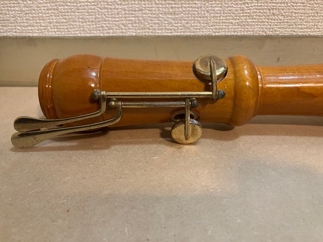 Zen-On 木製 バスリコーダー ケース付 管体美品 経年劣化あり