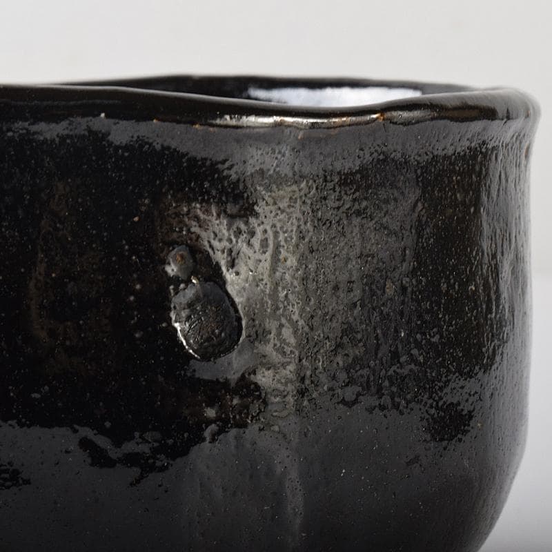 楽吉左衛門 十代旦入造 黒楽茶碗 銘「千鶴」 碌々斎極め箱 D R7892