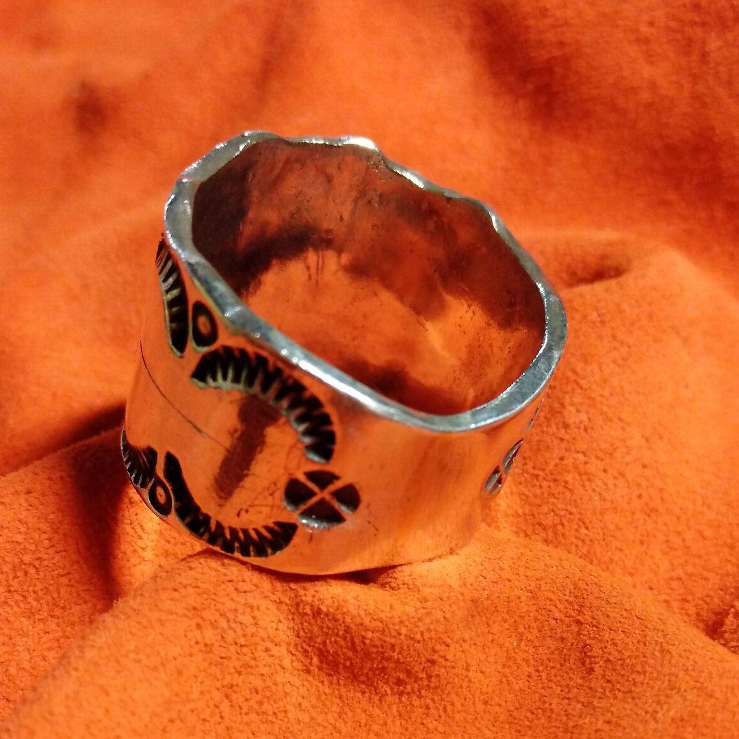 インディアンジュエリー　ハンドメイド製　サンゴット　シルバー　リング　24号