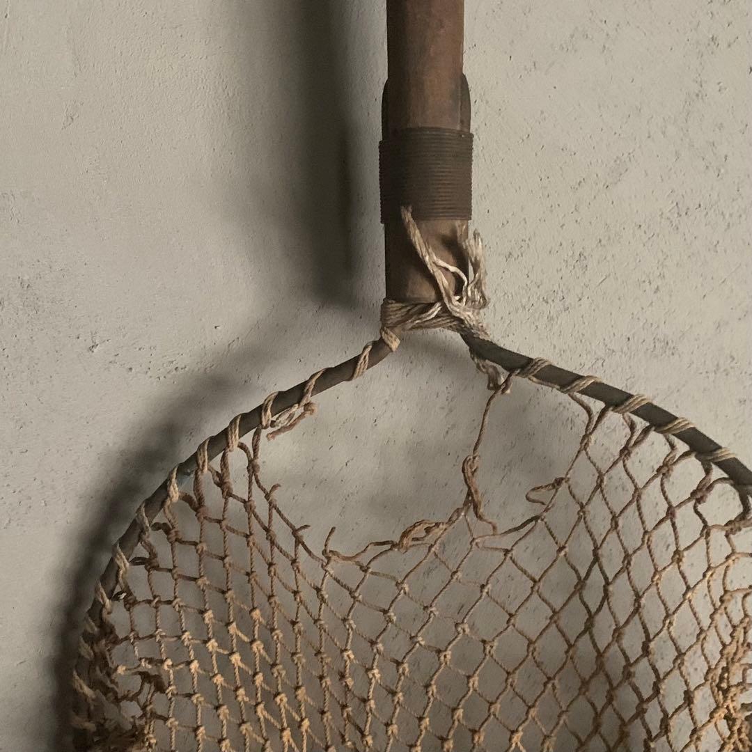 古い 玉網 タモ 古道具 アンティーク オブジェ 古い 玉網 タモ 古道具