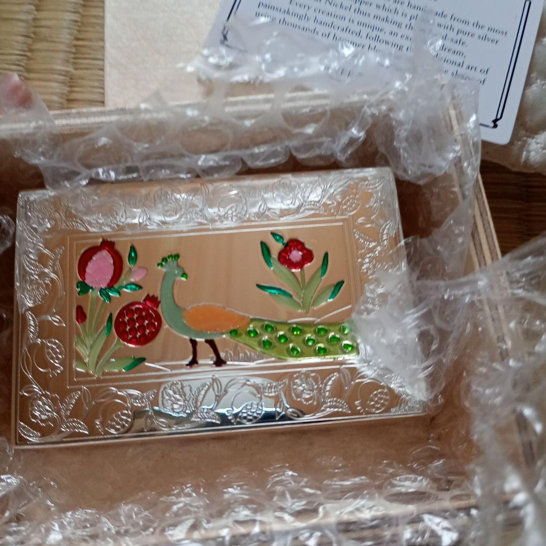 Ravissant 花と孔雀デザイン　シルバーケース