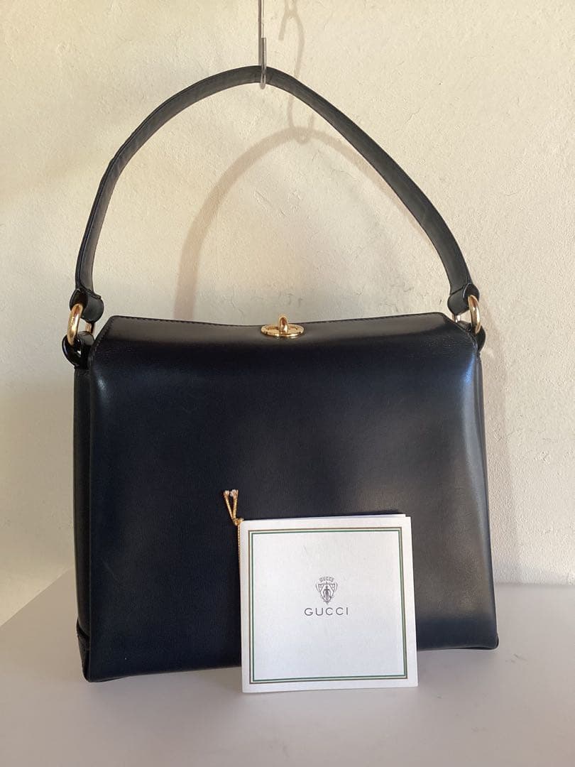 GUCCI ネイビーハンドバッグ 付属品付き