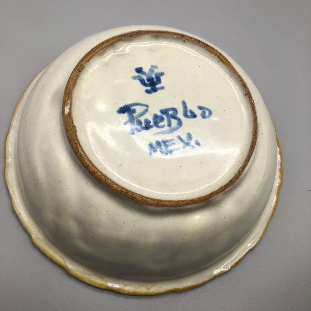 メキシコプエブラタラベラ焼ビンテージ陶器伝統工芸バード鳥ボウル鉢19cm5点A