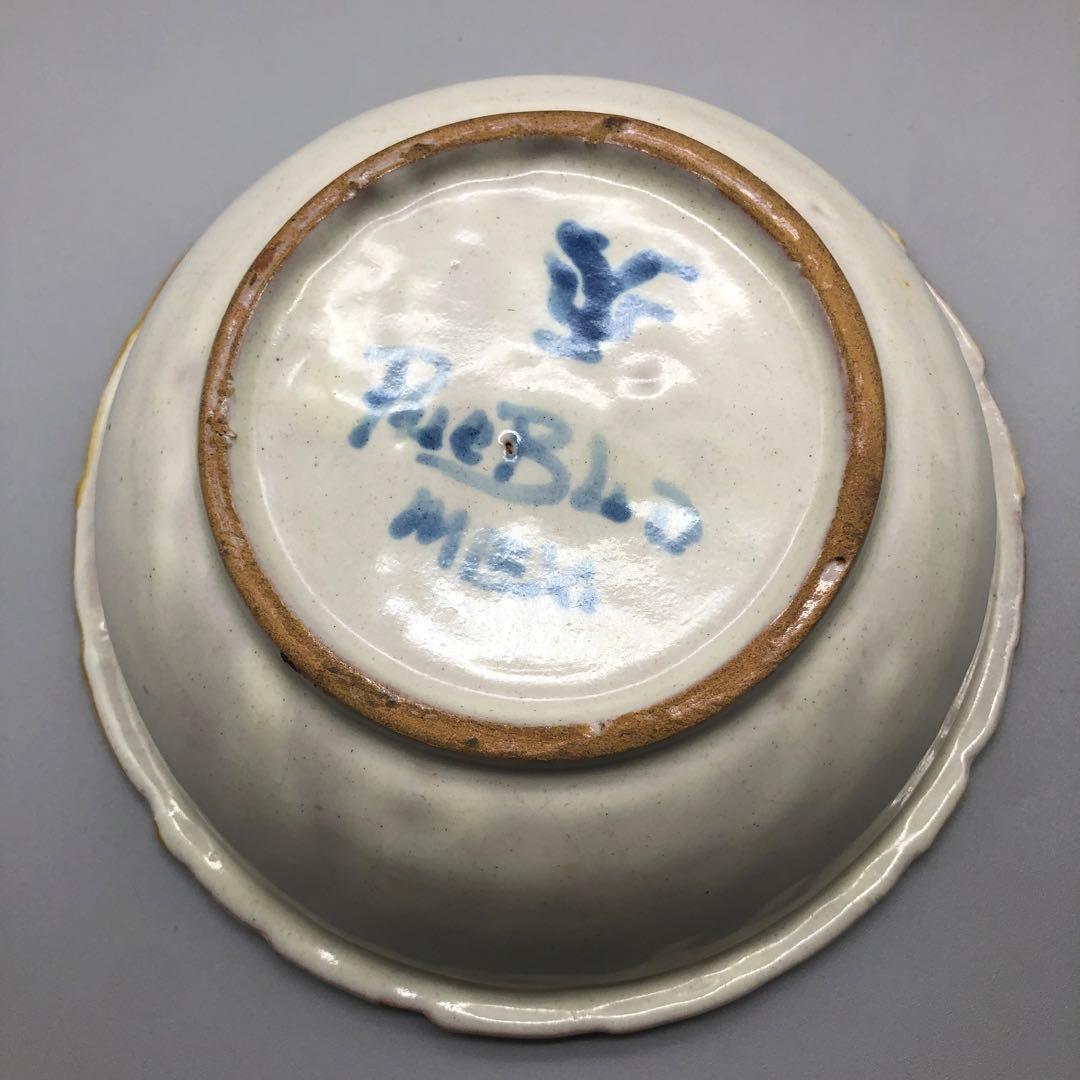 メキシコプエブラタラベラ焼ビンテージ陶器伝統工芸バード鳥ボウル鉢19cm5点A