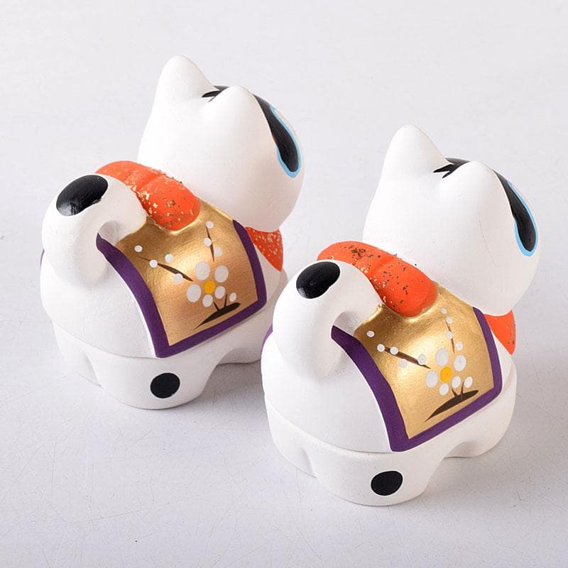 茶道具　京焼　白駒犬　干支香合　縁起物　在銘　2点まとめて　V　8167