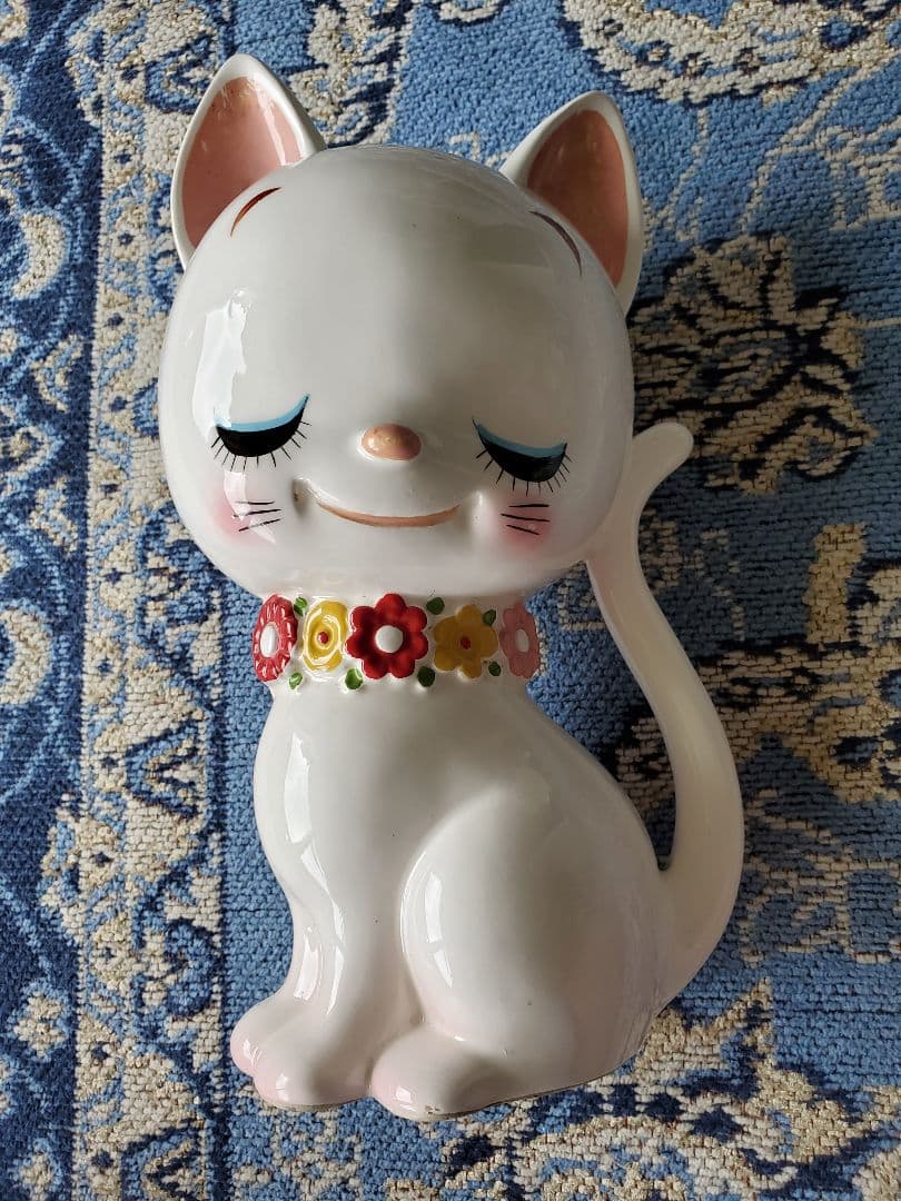 最終値下げ！内藤ルネ ネコ 猫 ねこ の陶器貯金箱 昭和レトロ