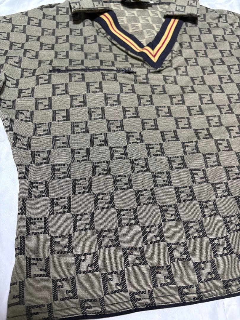 Fendi ポロシャツ　ズッカ柄　y2k フェンディ　タイト　ストレッチ